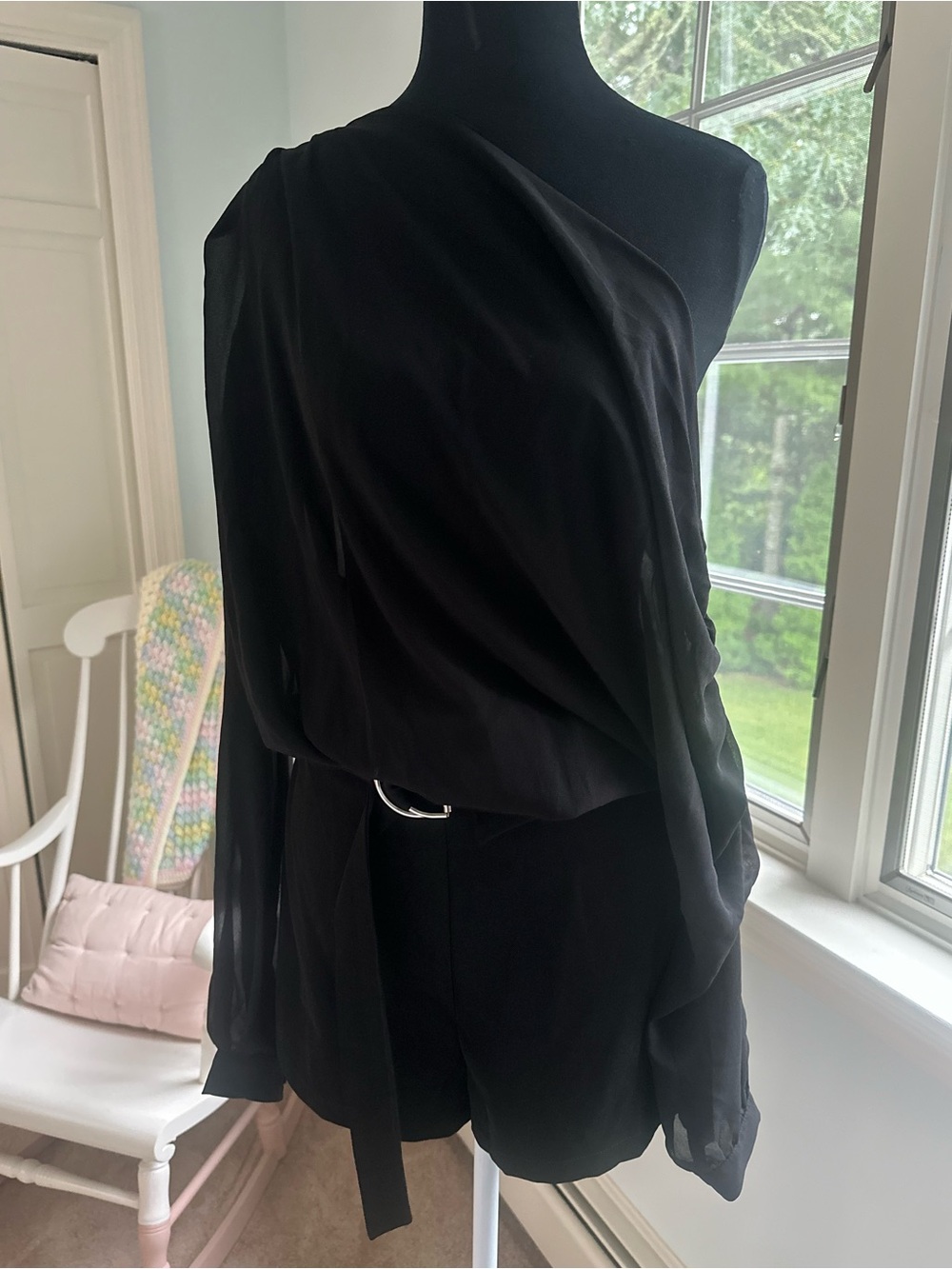 Fashion Nova Taking Notice Chiffon Y2K Whimsigoth Night Out Romper Black Size S